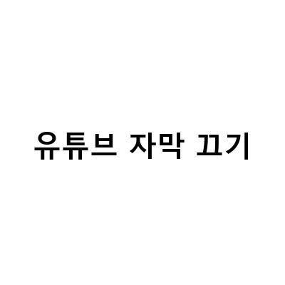 유튜브 자막 끄기 방법과 유용한 기능 TOP 5