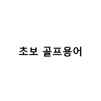 초보 골프어부터 알아봅시다! 나도 싱글골퍼가 될 수 있는 초보골프용어