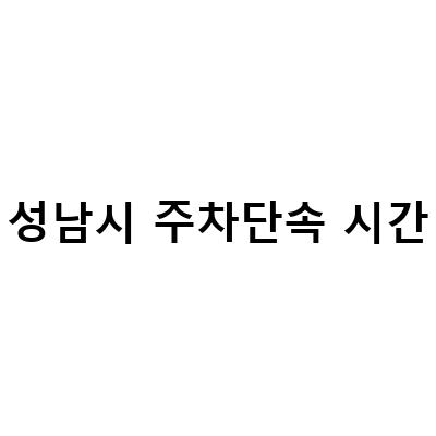 성남시 주차단속 시간-성남시 점심시간 주차단속 지역과 시간대별 단속정보: 효율적인 행정과 셔틀버스 불법 주정차 단속