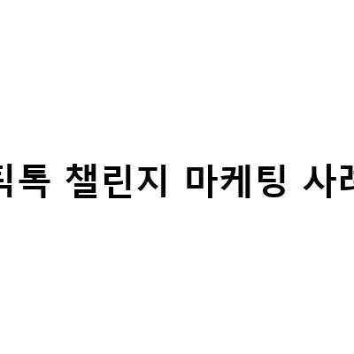 틱톡 챌린지 마케팅 사례-틱톡 챌린지 마케팅의 성공 사례와 전략: 한숨에한캔 챌린지 분석