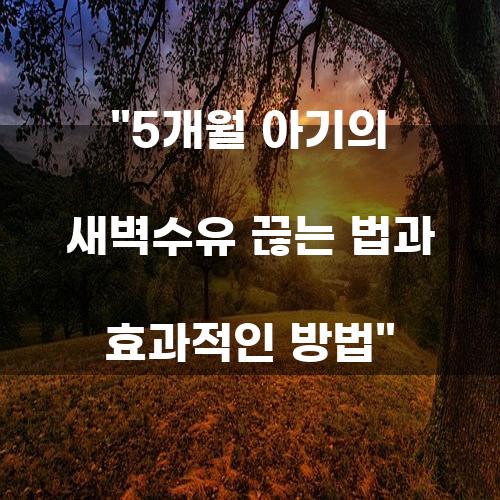 5개월 아기의 새벽수유 끊는 법과 효과적인 방법