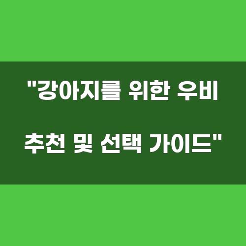 강아지를 위한 우비 추천 및 선택 가이드