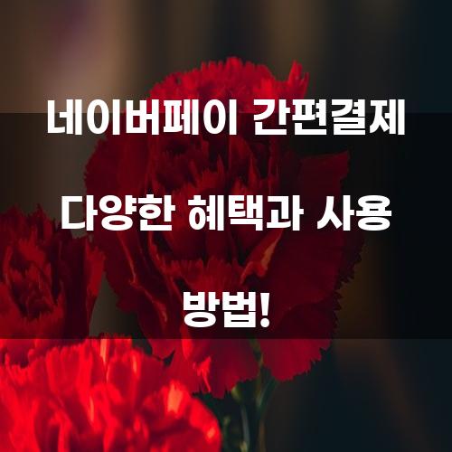 네이버페이 간편결제: 혜택과 사용 방법