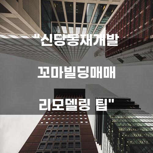 신당동재개발 꼬마빌딩매매 리모델링 팁