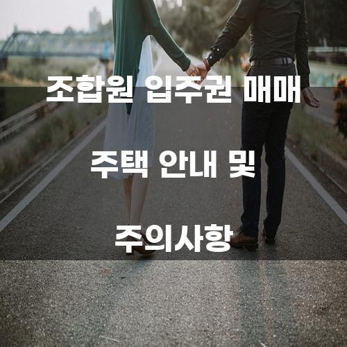 조합원 입주권 매매 주택 안내 및 주의사항