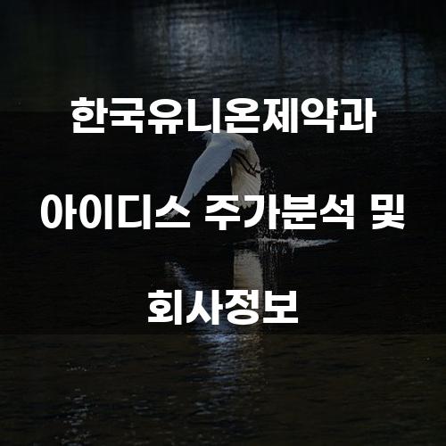 한국유니온제약과 아이디스 주가분석 및 회사정보
