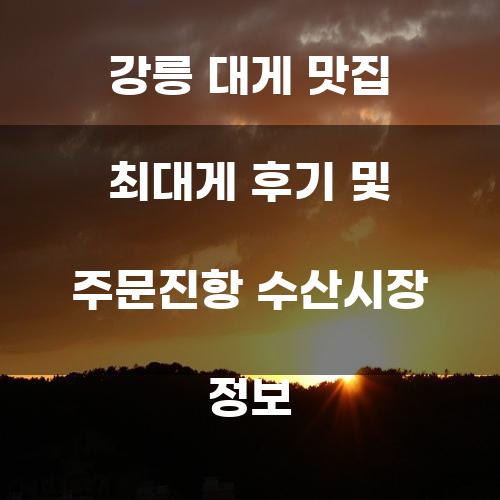 강릉 대게 맛집 최대게 후기