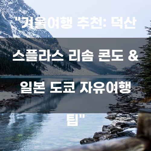 겨울여행 추천: 덕산 스플라스 리솜 콘도 & 일본 도쿄 자유여행 팁