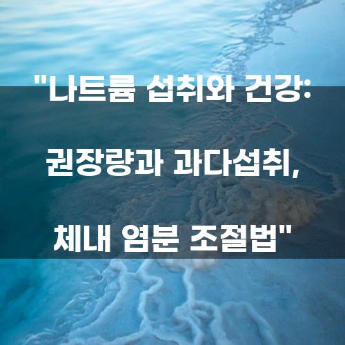 나트륨 섭취와 건강: 권장량과 과다섭취, 체내 염분 조절법