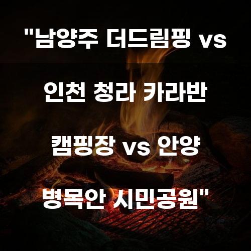 남양주 더드림핑 vs 인천 청라 카라반 캠핑장 vs 안양 병목안 시민공원