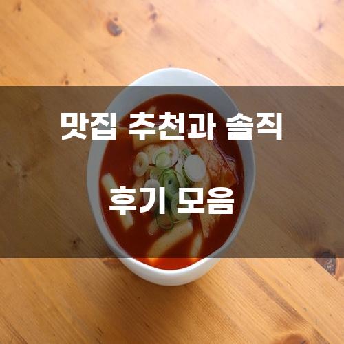 맛집 추천과 솔직 후기 모음