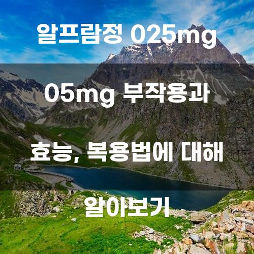 알프람정 025mg 05mg: 부작용과 효능, 복용법에 대해 알아보기