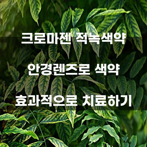 크로마젠 적녹색약 안경렌즈로 색약 효과적으로 치료하기