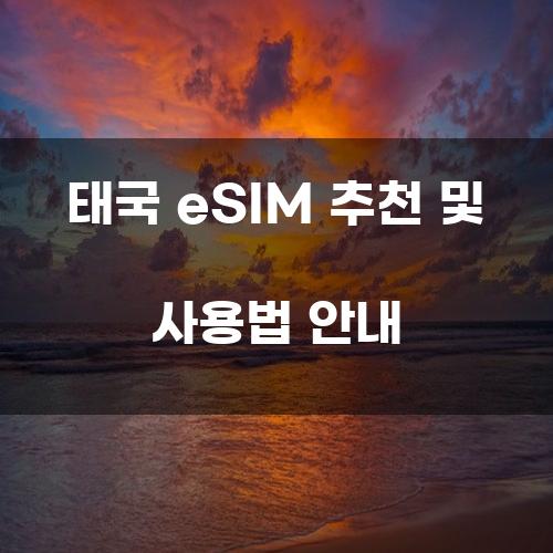 태국 eSIM 추천 및 사용법 안내