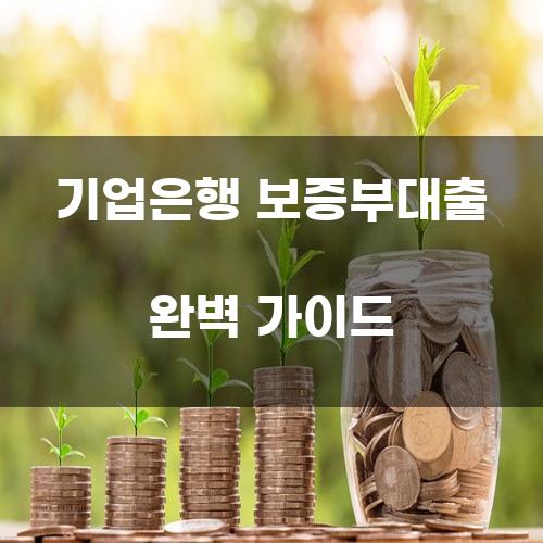 기업은행 보증부대출 완벽 가이드