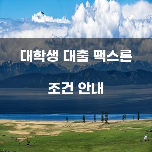 대학생 대출 팩스론 조건 안내