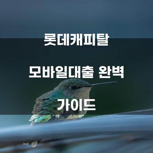 롯데캐피탈 모바일대출 완벽 가이드