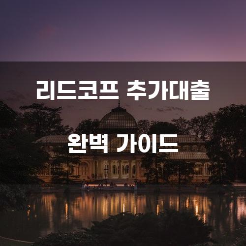 리드코프 추가대출 완벽 가이드