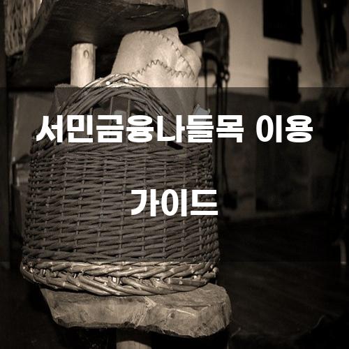 서민금융나들목 이용 가이드