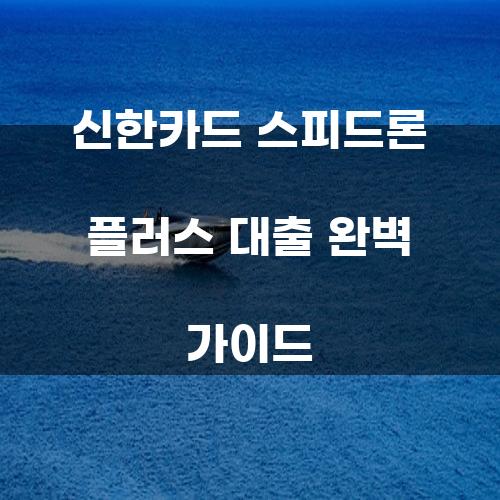 신한카드 스피드론 플러스 대출 완벽 가이드