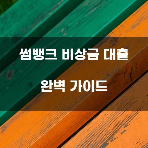 썸뱅크 비상금 대출 완벽 가이드
