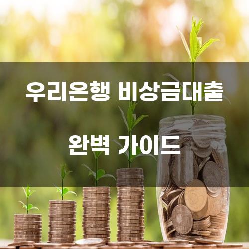 우리은행 비상금대출 완벽 가이드