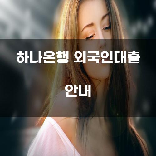 하나은행 외국인대출 안내