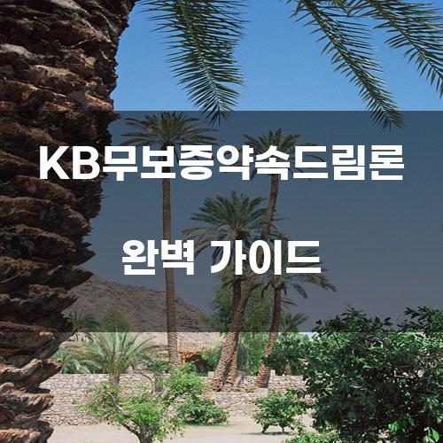 KB무보증약속드림론 완벽 가이드
