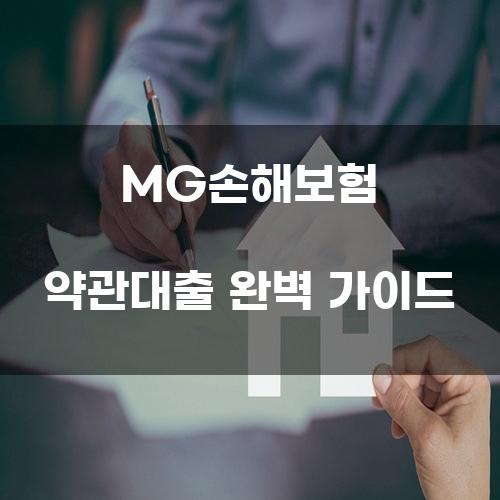 MG손해보험 약관대출 완벽 가이드