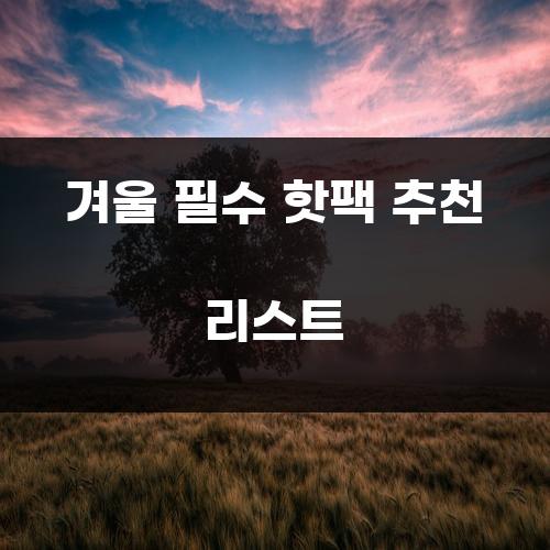 겨울 필수 핫팩 추천 리스트