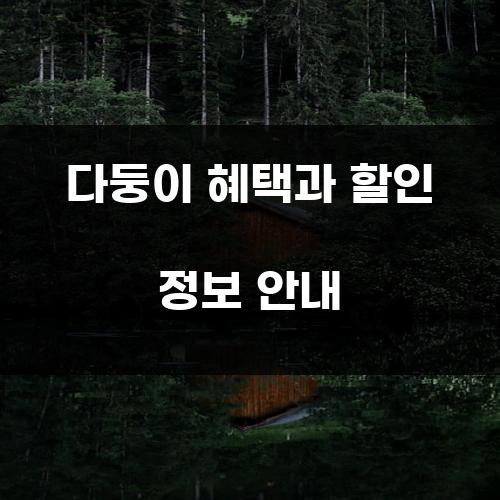 다둥이 혜택과 할인 정보 안내
