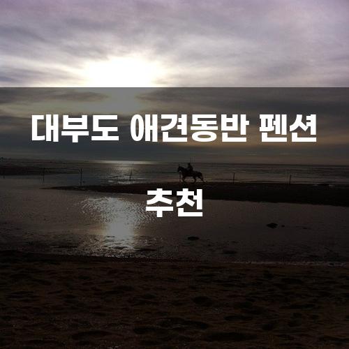 대부도 애견동반 펜션 추천