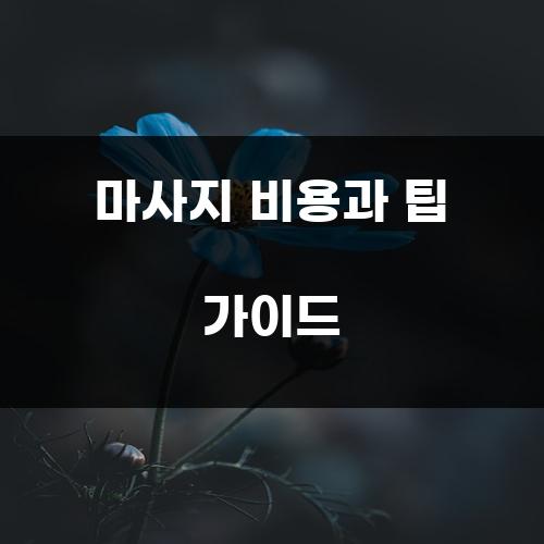마사지 비용과 팁 가이드