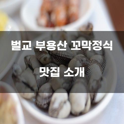 벌교 부용산 꼬막정식 맛집 소개