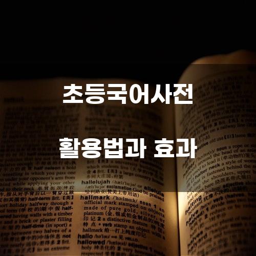 초등국어사전 활용법과 효과