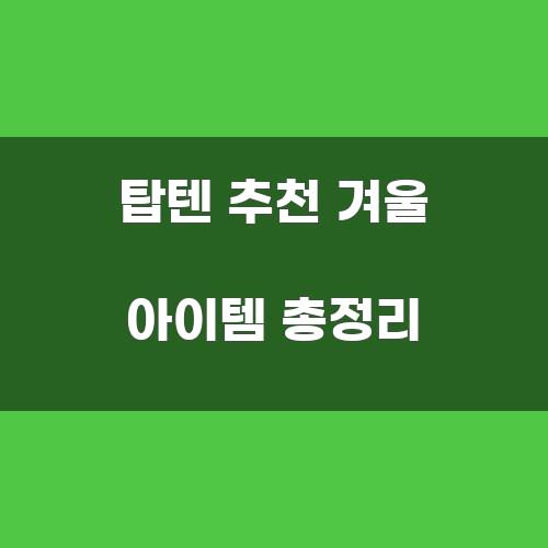 탑텐 추천 겨울 아이템 총정리