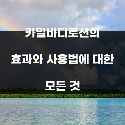 카밀바디로션의 효과와 사용법에 대한 모든 것