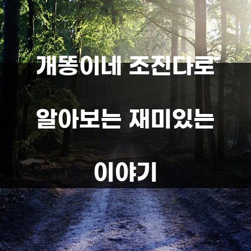 개똥이네 조진다로 알아보는 재미있는 이야기
