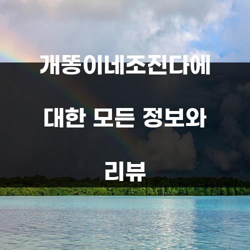개똥이네조진다에 대한 모든 정보와 리뷰
