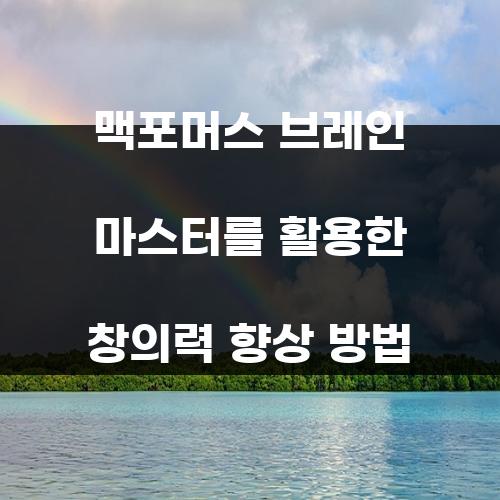 맥포머스 브레인 마스터를 활용한 창의력 향상 방법