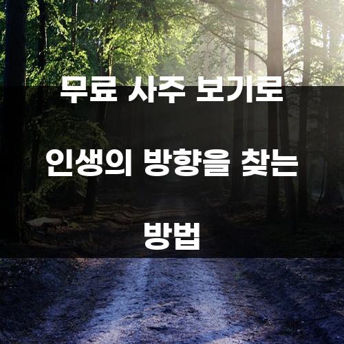무료 사주 보기로 인생의 방향을 찾는 방법