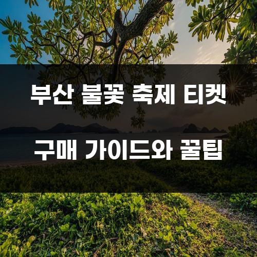 부산 불꽃 축제 티켓 구매 가이드와 꿀팁