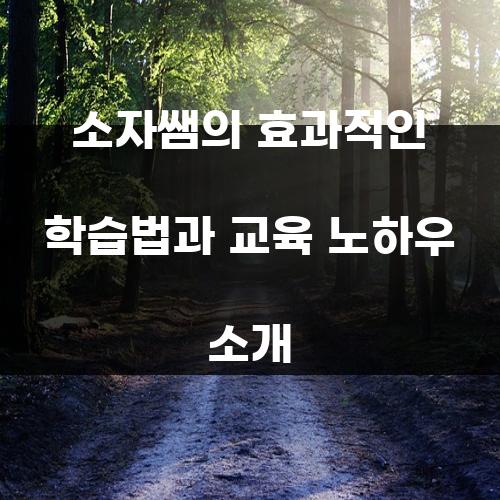 소자쌤의 효과적인 학습법과 교육 노하우 소개
