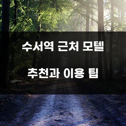 수서역 근처 모텔 추천과 이용 팁