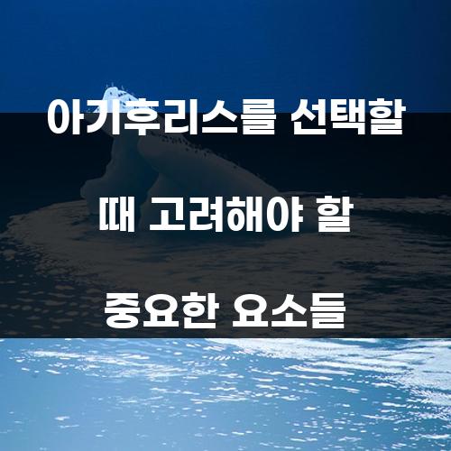 아기후리스를 선택할 때 고려해야 할 중요한 요소들