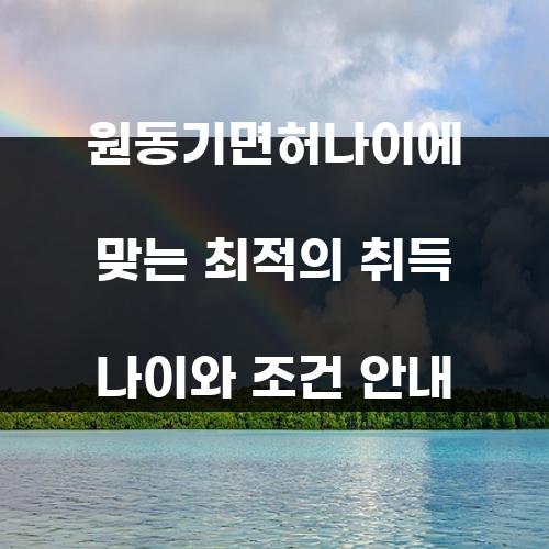 원동기면허나이에 맞는 최적의 취득 나이와 조건 안내
