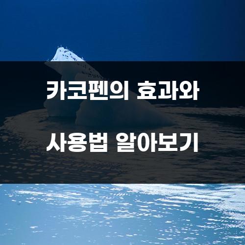 카코펜의 효과와 사용법 알아보기