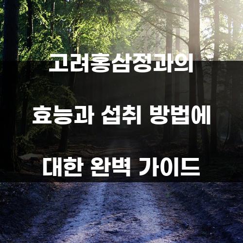 고려홍삼정과의 효능과 섭취 방법에 대한 완벽 가이드