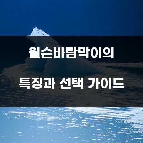 윌슨바람막이의 특징과 선택 가이드