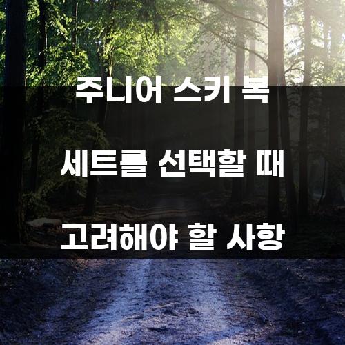 주니어 스키 복 세트를 선택할 때 고려해야 할 사항